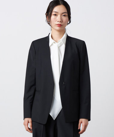 【セットアップ対応】2WAYストレッチ カーディガンジャケット ブラック