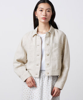 美品✨アンタイトル リネン×コットン ショート丈ブルゾン ベージュ 2 UNTITLED（アンタイトル）の「◇【Oggi.jp掲載／さらっと羽織れる