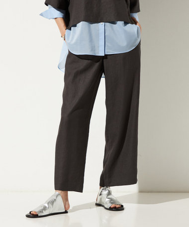 麻調合繊 ワンタックワイドパンツ