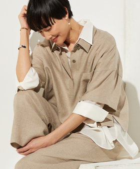 麻調合繊 レイヤードポロシャツ