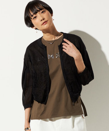 コットンポリラメ レーシーブルゾン