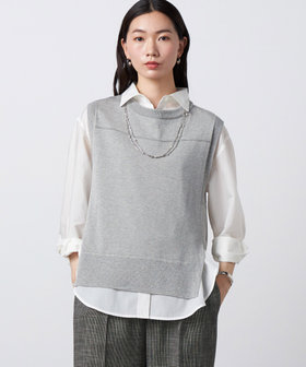 ドライタッチコットン ラメ切り替えベスト