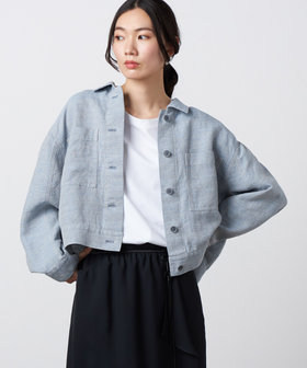 〔 +サイズ 〕 リネンオックス ショート丈 Gジャン
