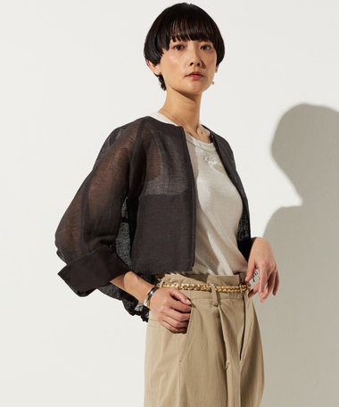 〔 +サイズ 〕 綿麻カラミ ブルゾン