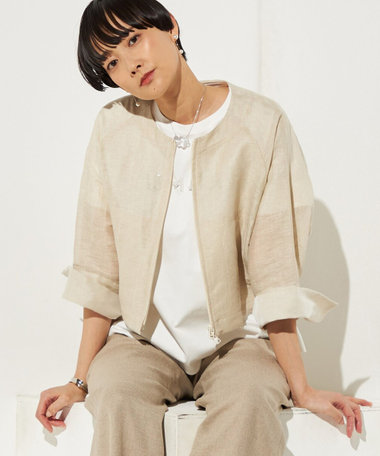 〔 +サイズ 〕 綿麻カラミ ブルゾン