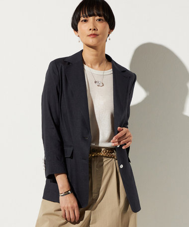 〔 +サイズ 〕 リネンストレッチ サマーブレザー