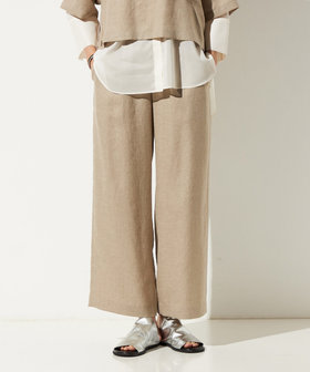 〔 +サイズ 〕 麻調合繊 ワンタックワイドパンツ