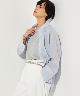 〔 +サイズ 〕 シアーボイル バックツイストシャツ