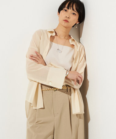 〔 +サイズ 〕 シアーボイル バックツイストシャツ