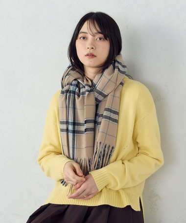 45R☆ウールジャカードのマフラーストール/ブルーギンガム♪ 45R☆ウールジャカードのマフラーストール/ブルーギンガム♪