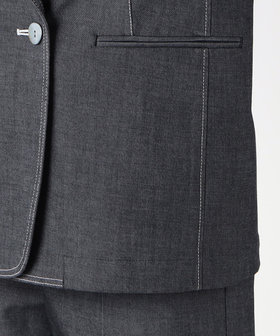 Sサイズ 〕 ポリエステルデニム ダブルブレストジャケット（96