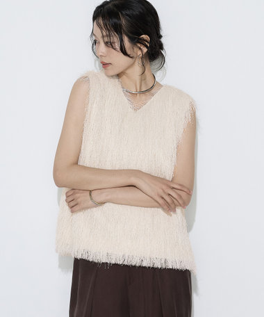 〔Sサイズ〕ロングフリンジジャージー ブラウス