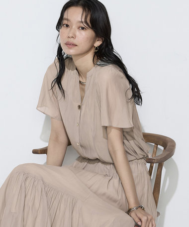 〔 Sサイズ 〕 【セットアップ対応】カッセンシフォンオーガンジー フレアブラウス