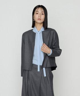 〔 Sサイズ 〕 【セットアップ対応】ストレッチフラノノーカラージャケット