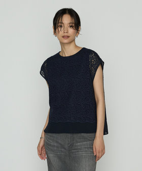 〔 Sサイズ 〕 リネンコードレース レイヤード風ブラウス