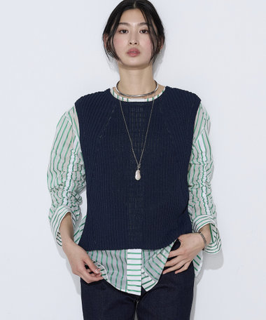 〔 Sサイズ 〕 和紙混ドライタッチ ニットジレ