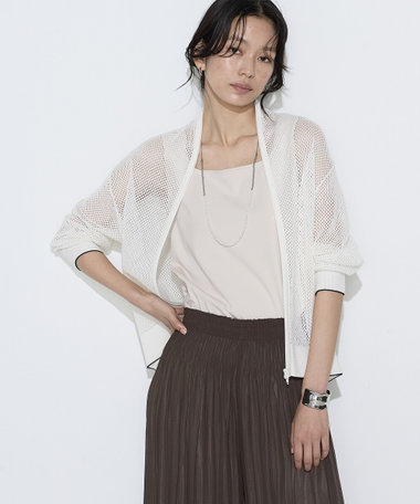 〔 Sサイズ 〕 リネンメッシュ ジップアップカーディガン