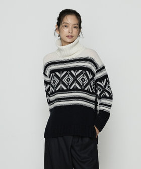 〔 Sサイズ 〕 ジャカード編み ニットプルオーバー