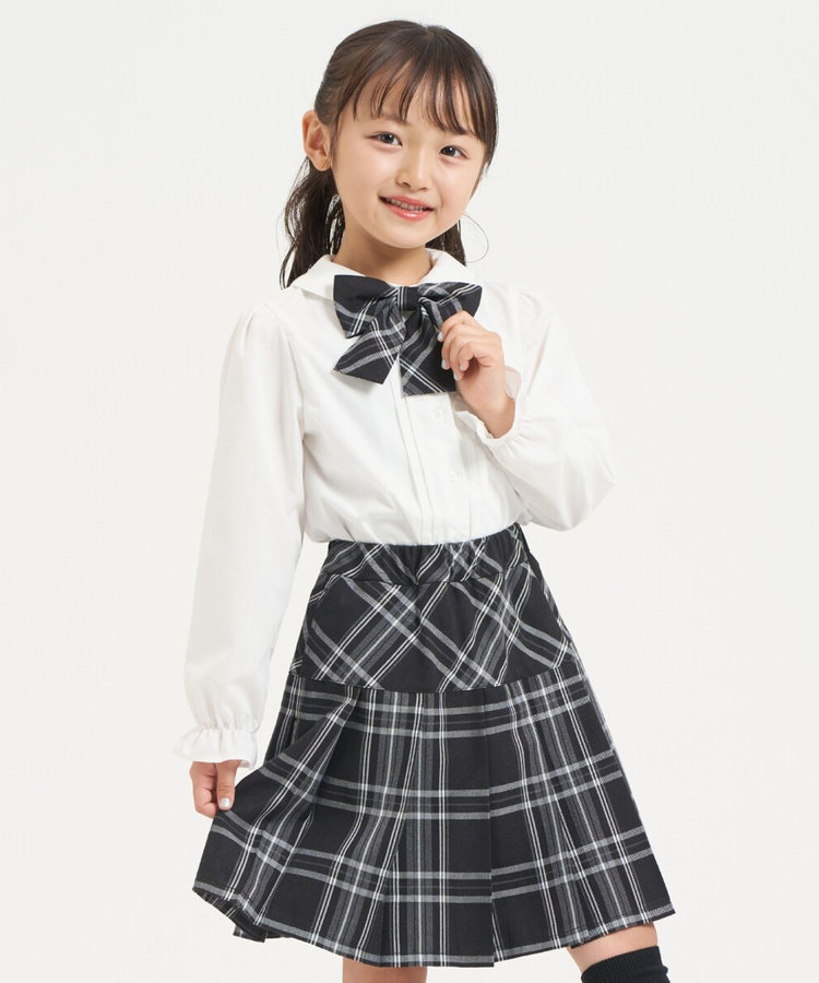 リボンタイ付き チェックプリーツスカート(110-130cm)