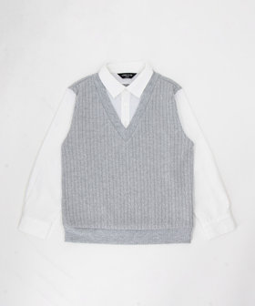 ケーブルフェイクレイヤードシャツ(100cm-130cm)