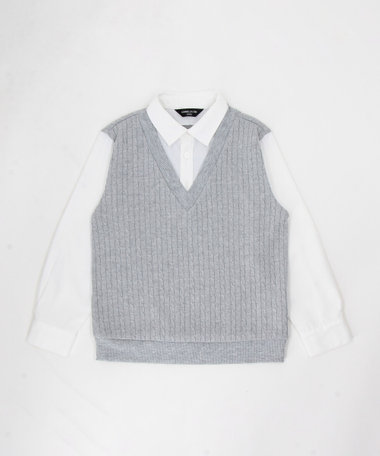 ケーブルフェイクレイヤードシャツ(100cm-130cm)