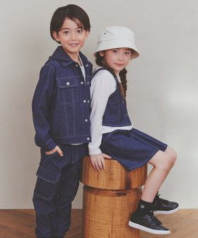 デニムライクストレッチ フード付き ブルゾン（98-22BM02-205