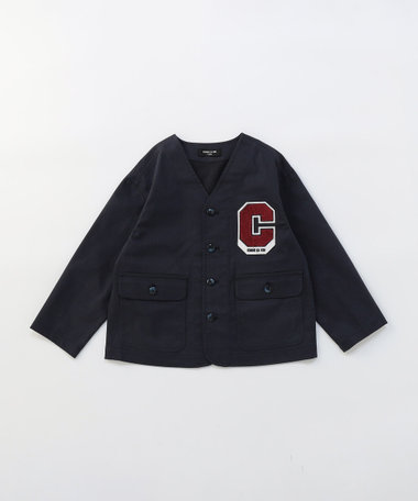 ワッペン付き ノーカラージャケット