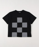 ギンガムチェック使い パッチワーク半袖Tシャツ