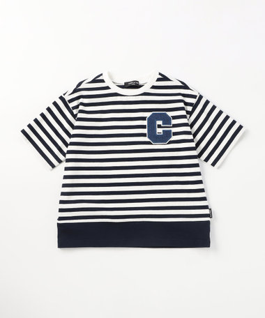 デニムワッペン付き ボーダー半袖Tシャツ