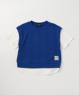 ケーブルジャカード フェイクレイヤード 半袖Tシャツ（98-61TO33-206