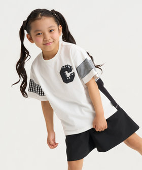 ギンガムチェック 切り替え 半袖Tシャツ