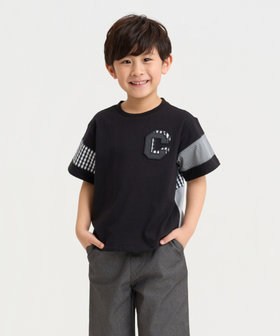 ギンガムチェック 切り替え 半袖Tシャツ