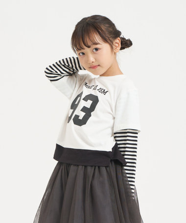 ナンバープリント フェイクレイヤードTシャツ