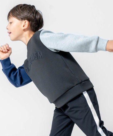 DIME　スウェットトレーナー　XL　ブラック　刺繍センターロゴ　エンボス加工 モールス”ビッグシルエット刺繍スウェット（ブラック
