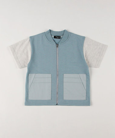 異素材 半袖ブルゾン