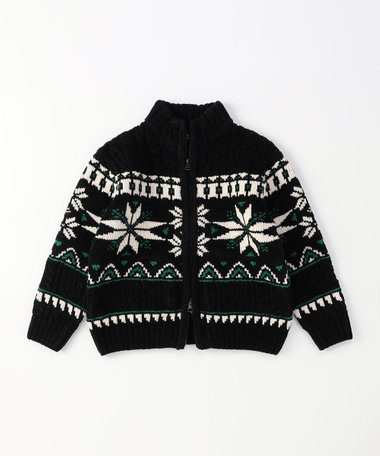 【雑誌掲載商品】雪柄 モールニット ジップアップ ブルゾン