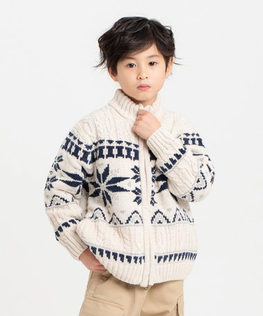 【雑誌掲載商品】雪柄 モールニット ジップアップ ブルゾン