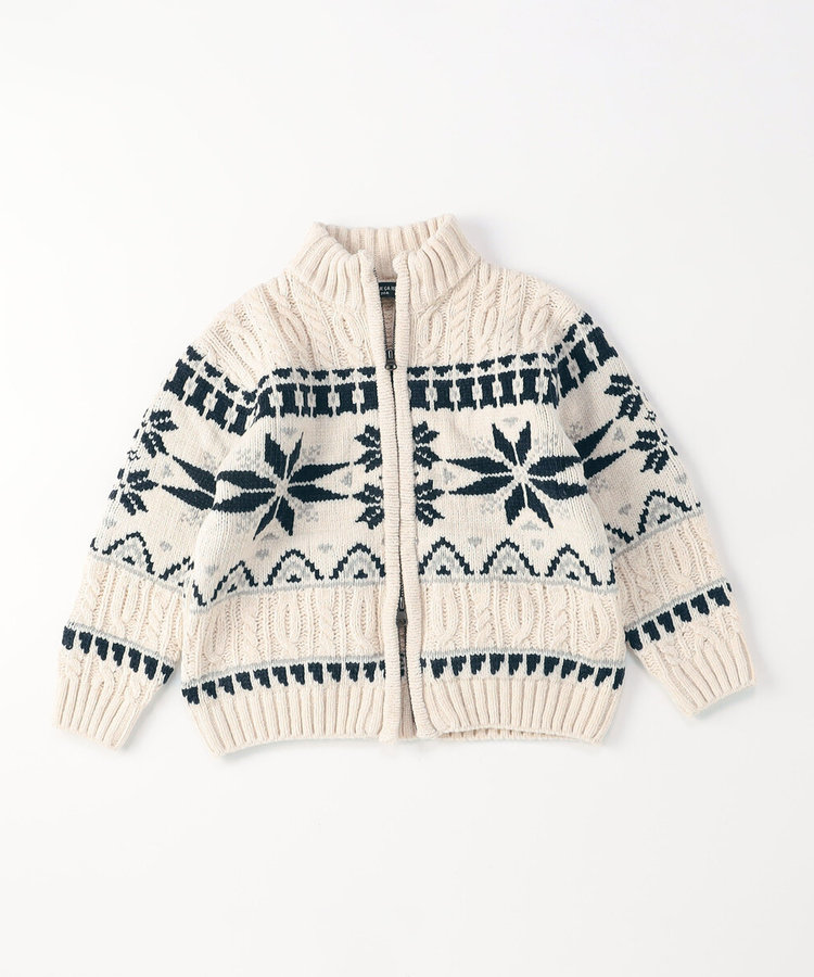 【雑誌掲載商品】雪柄 モールニット ジップアップ ブルゾン