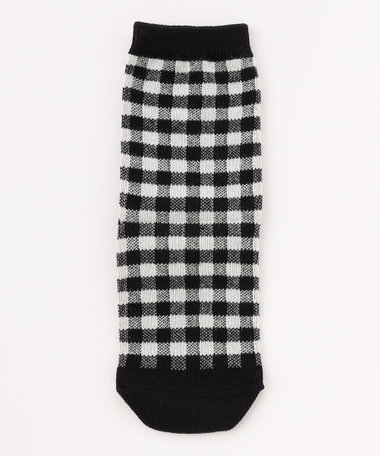 バックロゴ ギンガムチェック クルーソックス