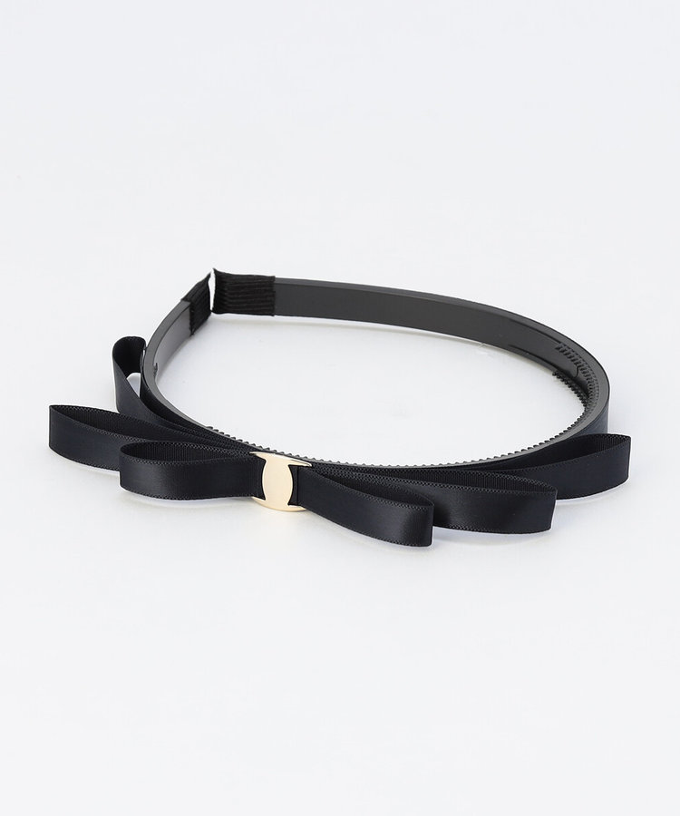 メタル パーツ付き サテン リボン カチューシャ