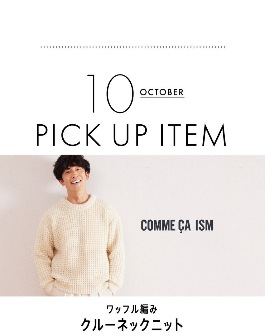 コムサイズムメンズワッフル織りクルーネックニット