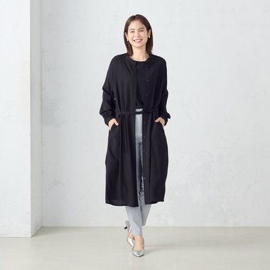 コットンライクレーヨン シャツワンピース