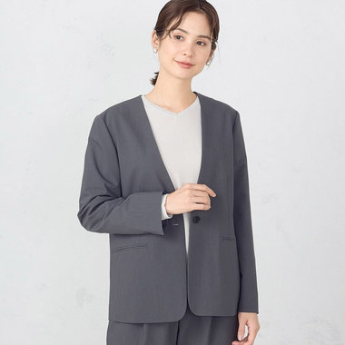 【セットアップ対応】ポリエステルレーヨン トロピカル ノーカラージャケット