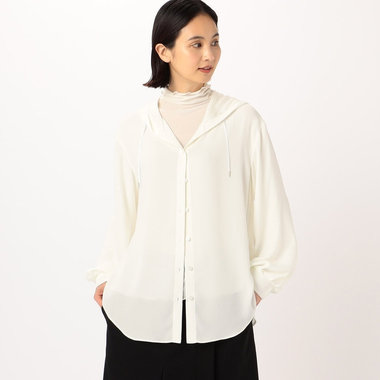 とろ～んバックサテン フード付きブラウス