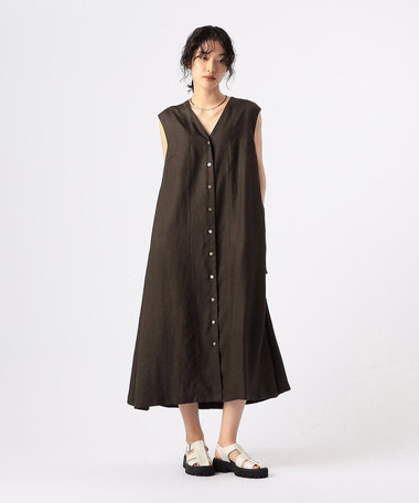 麻調合繊 Aライン ジャンパースカート