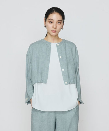 麻調合繊 レイヤードブルゾン