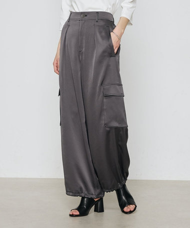 トリアセテート／ポリエステルサテン カーゴパンツ