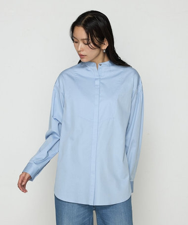 コットンサテンオルタージュ ロングシャツ