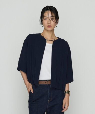 バックサテンジョーゼット ハーフスリーブブルゾン