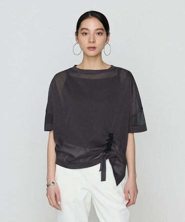 オーガニックコットン×リサイクルPe ドローストリングシアーセーター